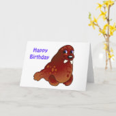 青い目のベビーのセイウチの誕生日 カード (黄色い花)