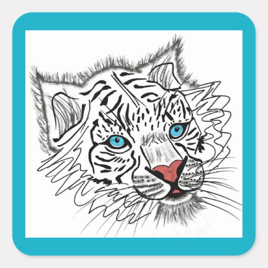 青い目のベビー虎 スクエアシール (正面)