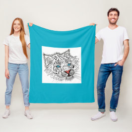 青い目のベビー虎 フリースブランケット