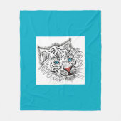 青い目のベビー虎 フリースブランケット (正面)