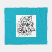 青い目のベビー虎 フリースブランケット (正面(横))