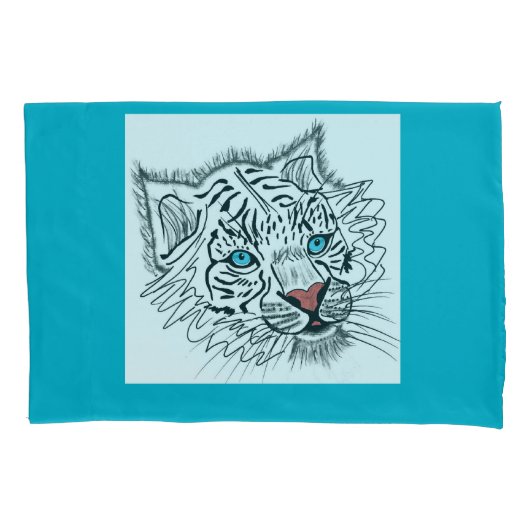 青い目のベビー虎 枕カバー (正面)