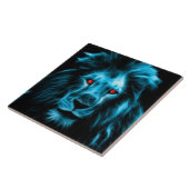 青い目のポートレートを持つクールで青いライオン タイル (側面)