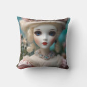 青い目のヴィンテージ人形 クッション (正面)