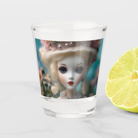 青い目のヴィンテージ人形 ショットグラス (正面)