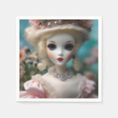 青い目のヴィンテージ人形 スタンダードカクテルナプキン (正面)
