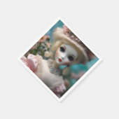 青い目のヴィンテージ人形 スタンダードカクテルナプキン (角)