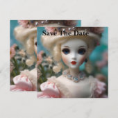 青い目のヴィンテージ人形 セーブザデート (正面/裏面)