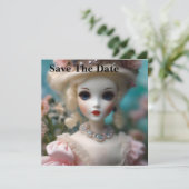 青い目のヴィンテージ人形 セーブザデート (スタンド正面)