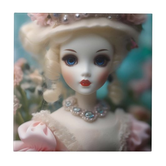 青い目のヴィンテージ人形 タイル (正面)