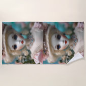 青い目のヴィンテージ人形 ビーチタオル (正面)