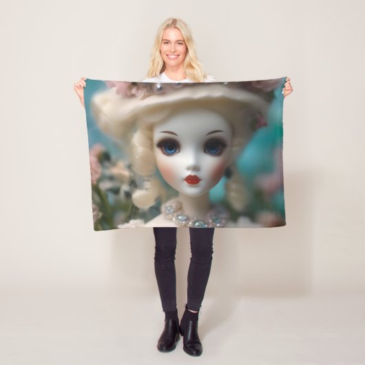 青い目のヴィンテージ人形 フリースブランケット (インサイチュ)