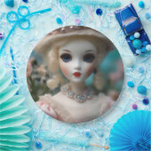 青い目のヴィンテージ人形 ペーパープレート (パーティー)