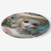 青い目のヴィンテージ人形 ペーパープレート (アングル)