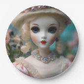 青い目のヴィンテージ人形 ペーパープレート (正面)