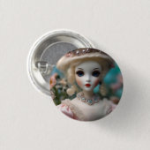 青い目のヴィンテージ人形 缶バッジ (正面&裏面)