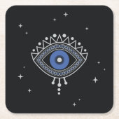 青い目の保護タリスマンミニマル魔法記号 スクエアペーパーコースター (正面)