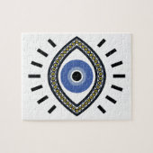 青い目の保護タリスマン民族魔法記号 ジグソーパズル (横)
