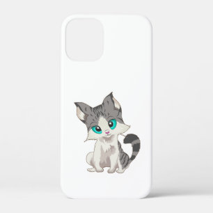 青い目の可愛いグレーとベージュの小さな子猫 iPhone 12 MINI ケース