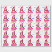 青い目の女の子、ピンクの冬の帽子の贈り物 ラッピングペーパー (フラット)