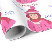 青い目の女の子、ピンクの冬の帽子の贈り物 ラッピングペーパー (ロールコーナー)