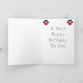 青い目の子犬の誕生日カード カード (内部)