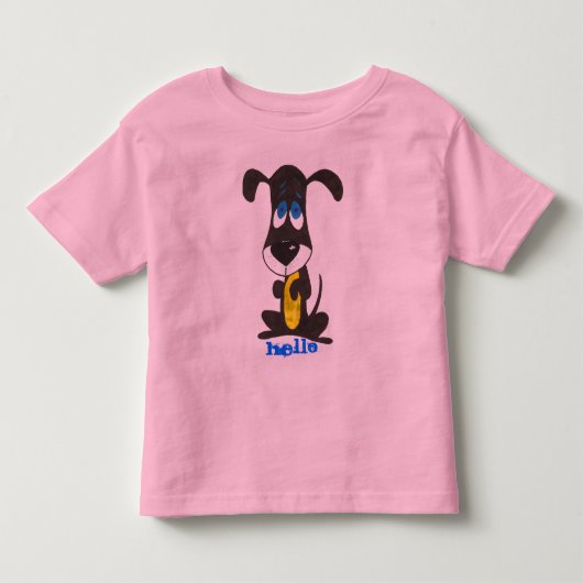 青い目の子犬、こんにちは トドラーTシャツ (正面)