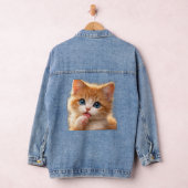青い目の子猫の前足ペロペロ デニムジャケット (ハンガー)