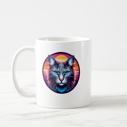 青い目の日の出猫コーヒーマグ コーヒーマグカップ (左)