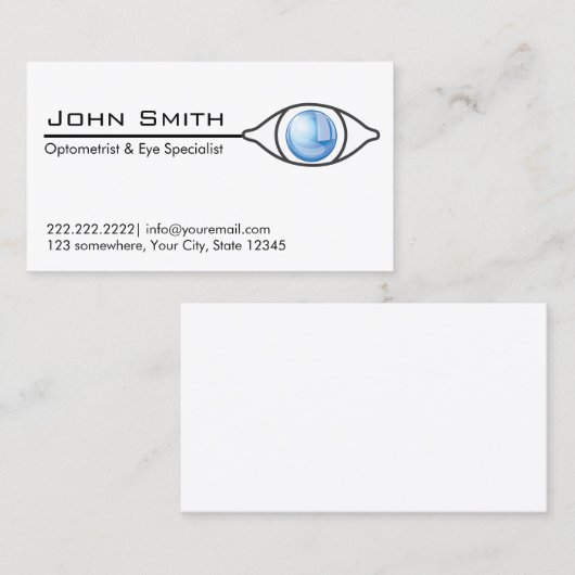 青い目の検眼医及び目の心配の名刺 名刺 (正面/裏面)