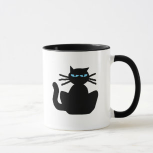 青い目の漫画を描いたサッシーな黒猫 マグカップ