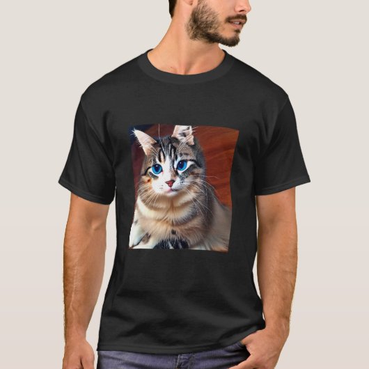 青い目の猫の子猫 かわいいフェリネ Tシャツ (正面)