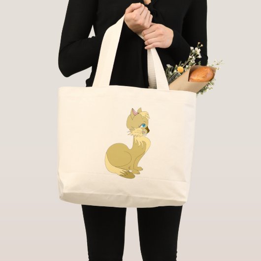 青い目の猫トートバッグ ラージトートバッグ (正面(商品))