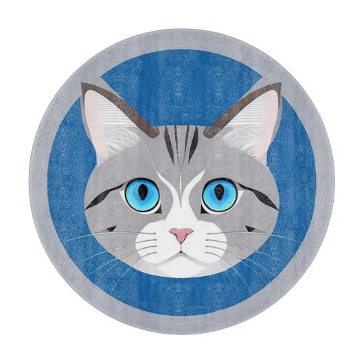 青い目の猫 カッティングボード (正面)