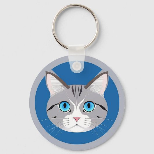 青い目の猫 キーホルダー (正面)