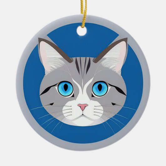 青い目の猫 セラミックオーナメント (正面)