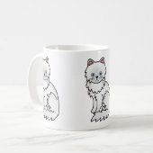 青い目の白いペルシャ猫のイラスト コーヒーマグカップ (正面左)