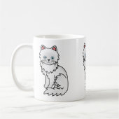 青い目の白いペルシャ猫のイラスト コーヒーマグカップ (左)