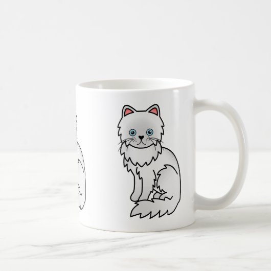 青い目の白いペルシャ猫のイラスト コーヒーマグカップ (右)