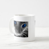 青い目の白黒子猫猫 コーヒーマグカップ (正面左)