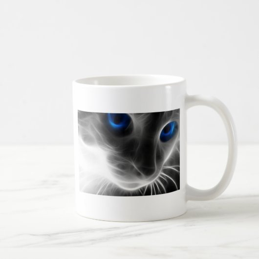 青い目の白黒子猫猫 コーヒーマグカップ (右)