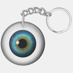 青い目の眼球円形の両面アクリルのKeychain キーホルダー