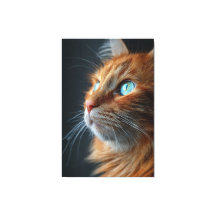 青い目の立派なふわふわの茶トラ猫の横顔