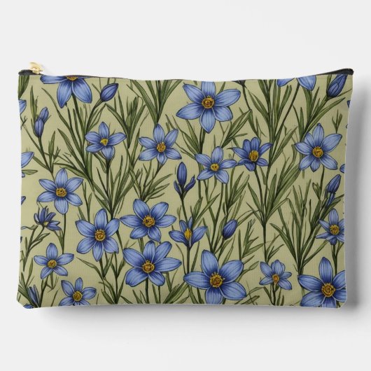 青い目の草花模様 アクセサリーポーチ (正面)
