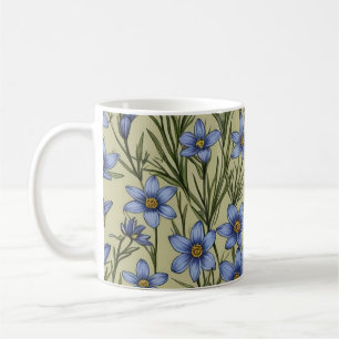 青い目の草花模様 コーヒーマグカップ