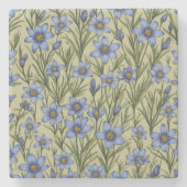 青い目の草花模様 ストーンコースター (正面)