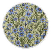 青い目の草花模様 セラミックノブ (正面)