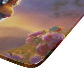 青い目の虎とピンクの花 カッティングボード (角)