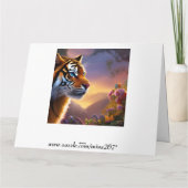 青い目の虎とピンクの花 カード (裏面)