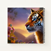 青い目の虎とピンクの花 ノートブック (裏面)
